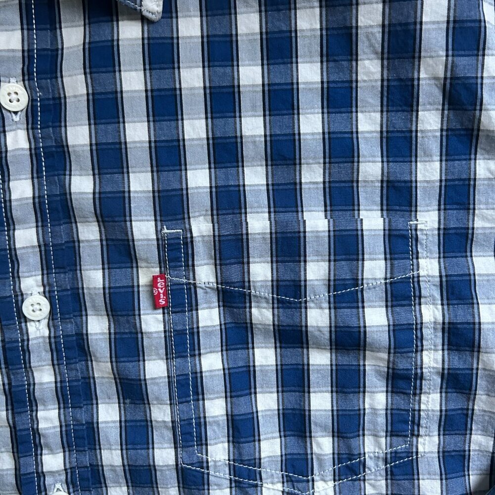 Levi's Long-sleeved Blue Plaid Men's Shirt Extra Large XL - Picture 3 of 5